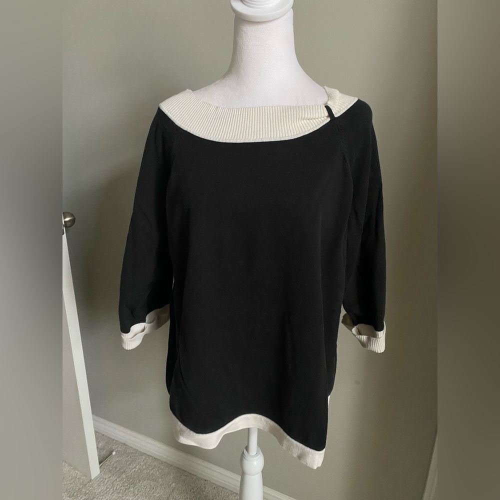 Emma James Black Sweater with White Collar Casual